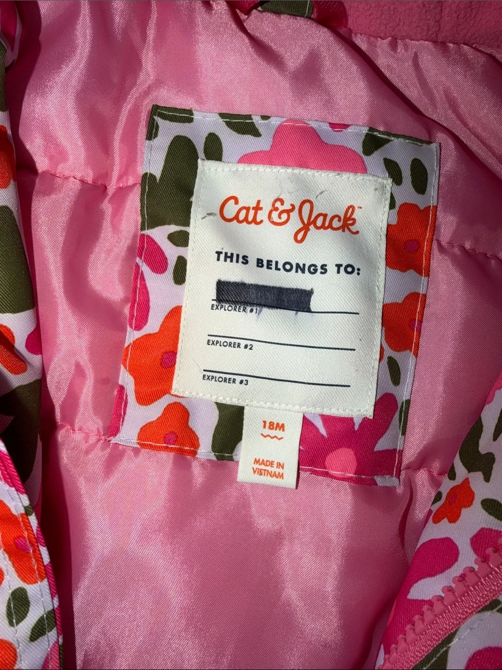 Cat & Jack Pink Orange Floral Puffer Jacket